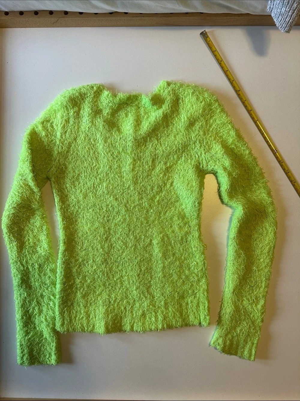 Justice Neon Green Fuzzy Crewneck Sweater